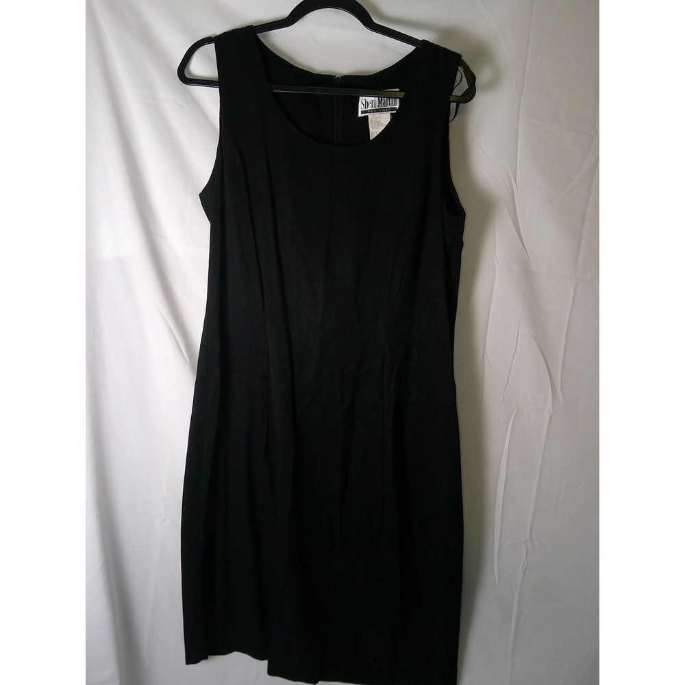 Sheri Martin New York Black Sleeveless Sheath Dress Knee Length Size 12